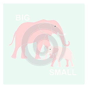 Big and small opposite adjective vector illustration for english lesson education photo